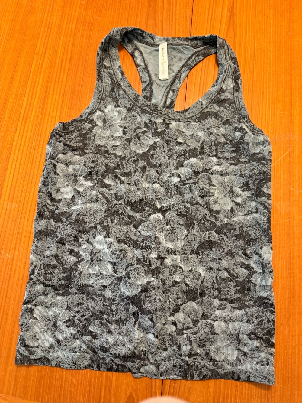 Floral Lace-Effect Racerback Tank Top - Green/Gray